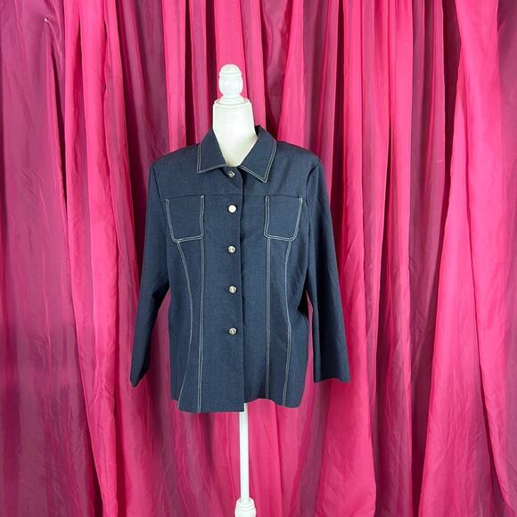 Vintage Chad's Place faux denim button down shirt, size 16p - Picture 1 of 10